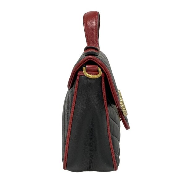 Auth GUCCI GG Marmont 583571 Black Red Leather Handbag - Picture 6 of 16